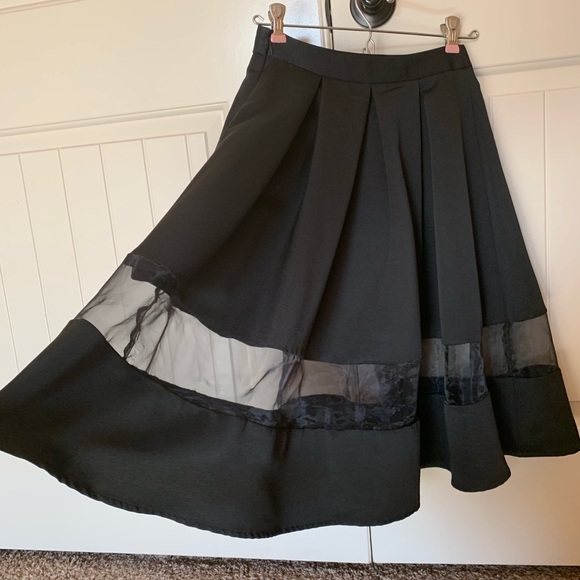 Express Dresses & Skirts - Express Full A Line Black Skirt See-Through Stripe